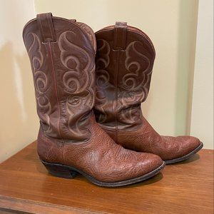 Mens Vintage Nocona Brown Leather Cowboy Boots 10 Mens USA Ships the same or nex